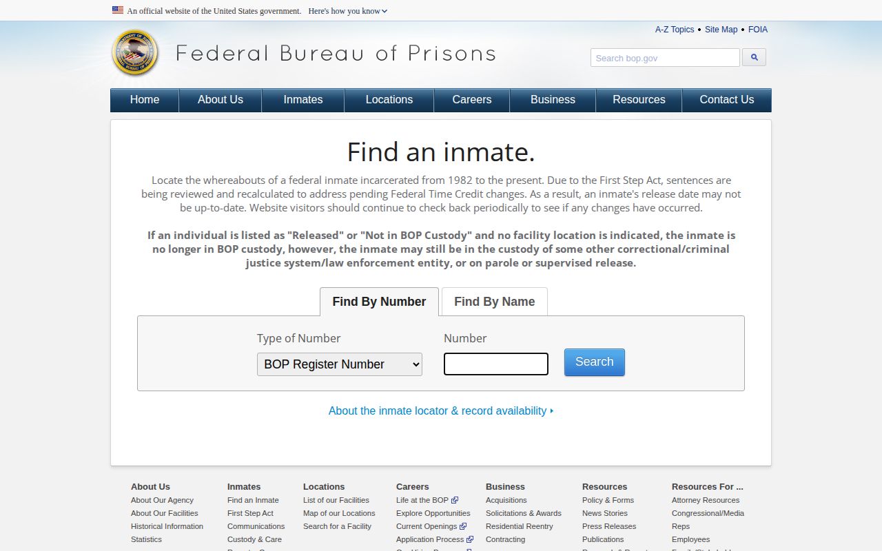 BOP Inmate Locator for Denver County federal release lookup