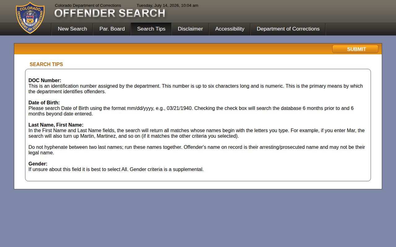 Denver County release date lookup CDOC offender search tips